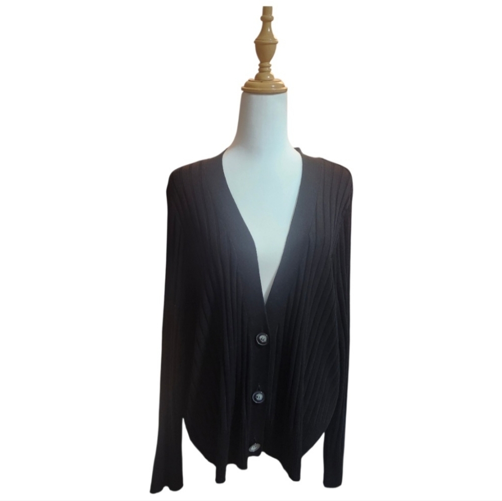 🇨🇦 Montreal MTL Black Women's Ribbed Knit Cardigan